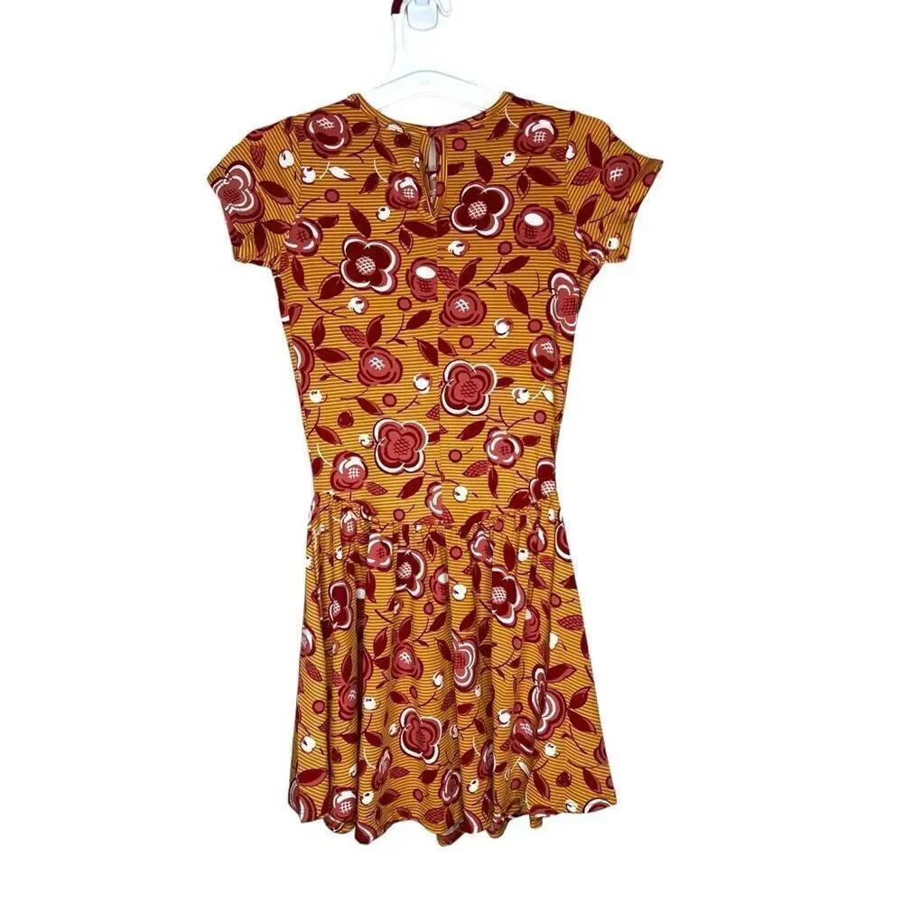 NEW Dot Dot Smile Brown Floral Flapper Dress 8/10